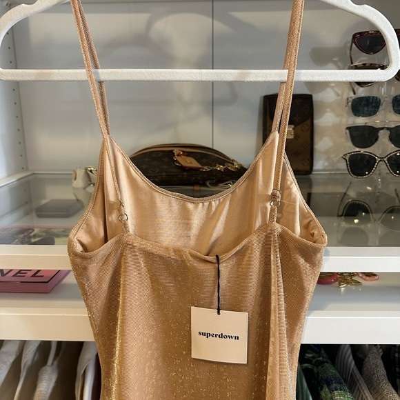 Superdown CLEO TWO PIECE DRESS IN NUDE METALLIC XS NWT revolve shimmer leopard - Picture 5 of 10